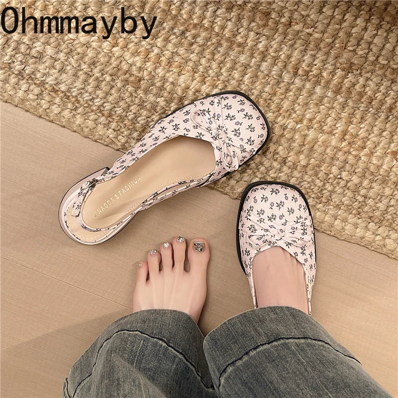 Women's Satin Butterfly-Knot Slingback Sandals | Square Heel Slingback Heeled Sandals Axl