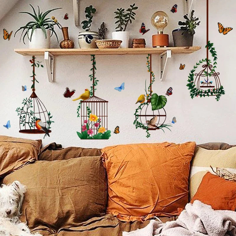 Butterfly Bird Cage Wall Stickers – Removable Home Decor Decals Wall Decal Stickers Axl