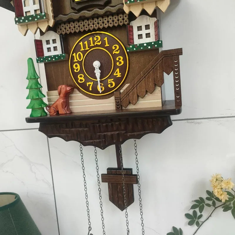 Modern Wooden Cuckoo Wall Clock with Pendulum & Hourly Chime Cuckoo Wall Clock Axl