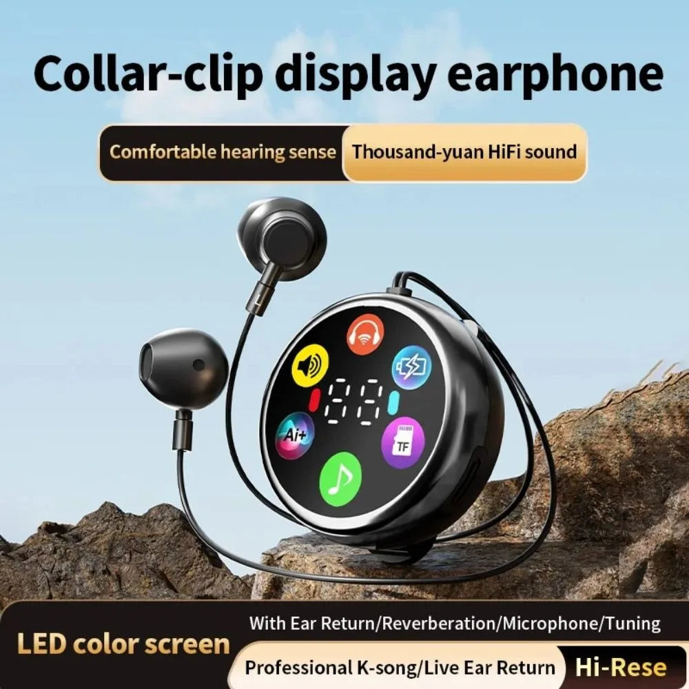 LED Display Clip-On Bluetooth Earphones | Smart Controls Bluetooth Earphones Axl