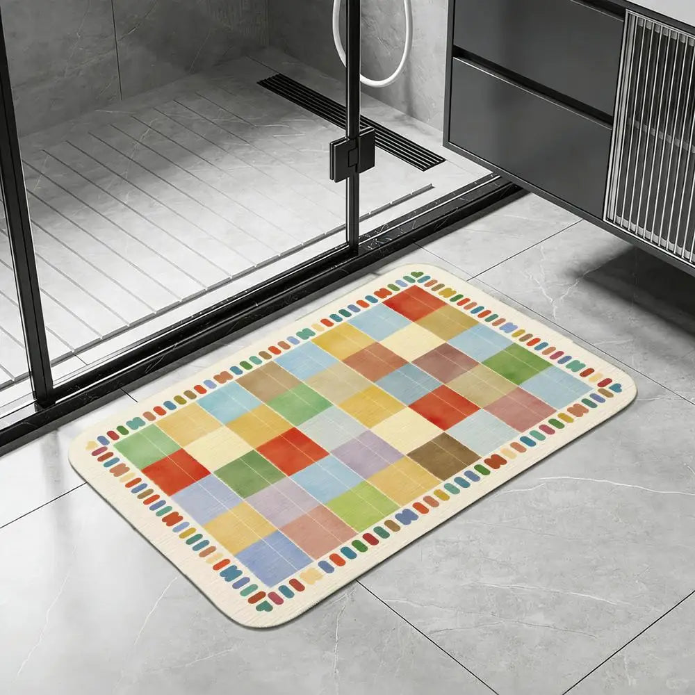 Diatomite Bath Mat – Quick Dry, Anti-Slip & Retro Pattern Diatomite Bath Mat Axl White1 30x45cm
