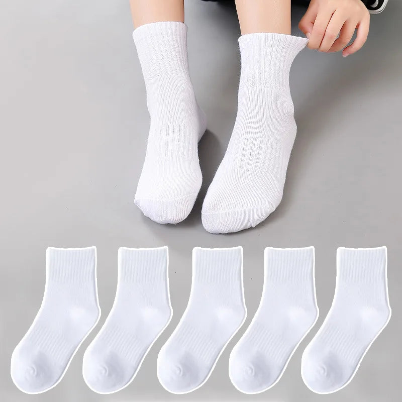 6-Pack Kids Cotton Sports Socks – Breathable Crew Socks Ages 3–6 Kids Sports Socks Axl 5 pairs white-2