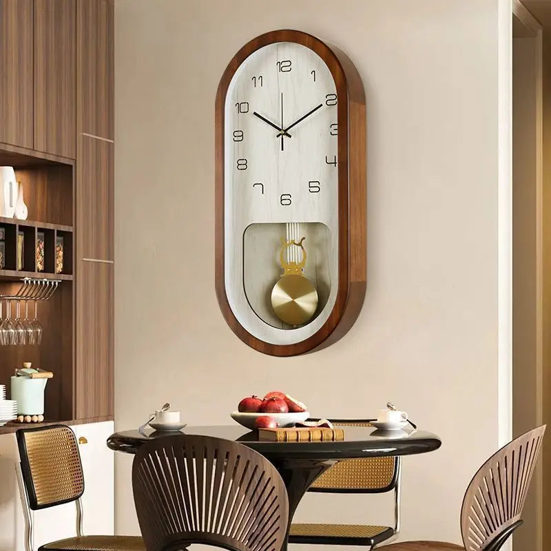 Silent Swing Wall Clock – Minimalist Walnut Wood Home Decor Wall Clock Axl