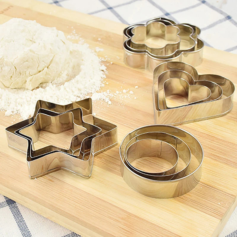 3pc Stainless Steel Cookie Cutters – Star, Heart & Flower Cookie Cutter Set Axl