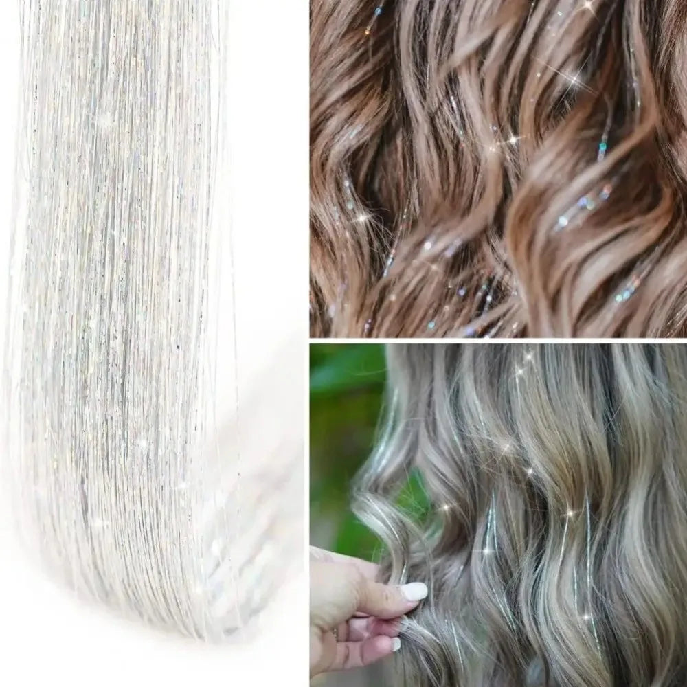 Fairy Hair Tinsel Clip-In Sparkle Extension – 10 Colors 50cm Clip-In Hair Extension Axl