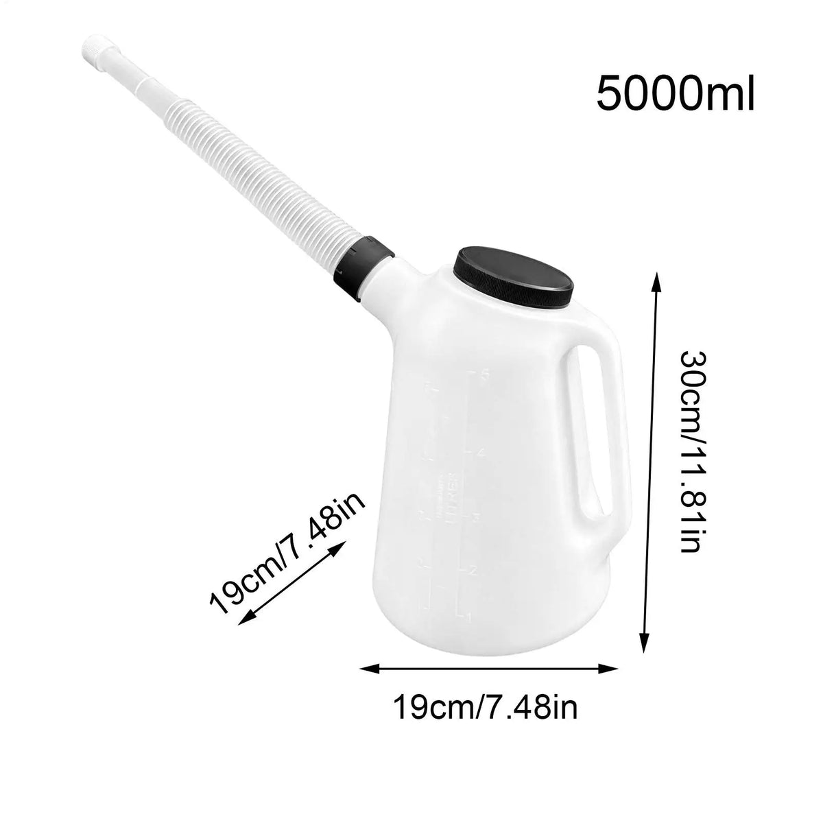 5L Plastic Oil Measuring Jug with Spout & Lid | Garage Car Oil Measuring Jug Axl