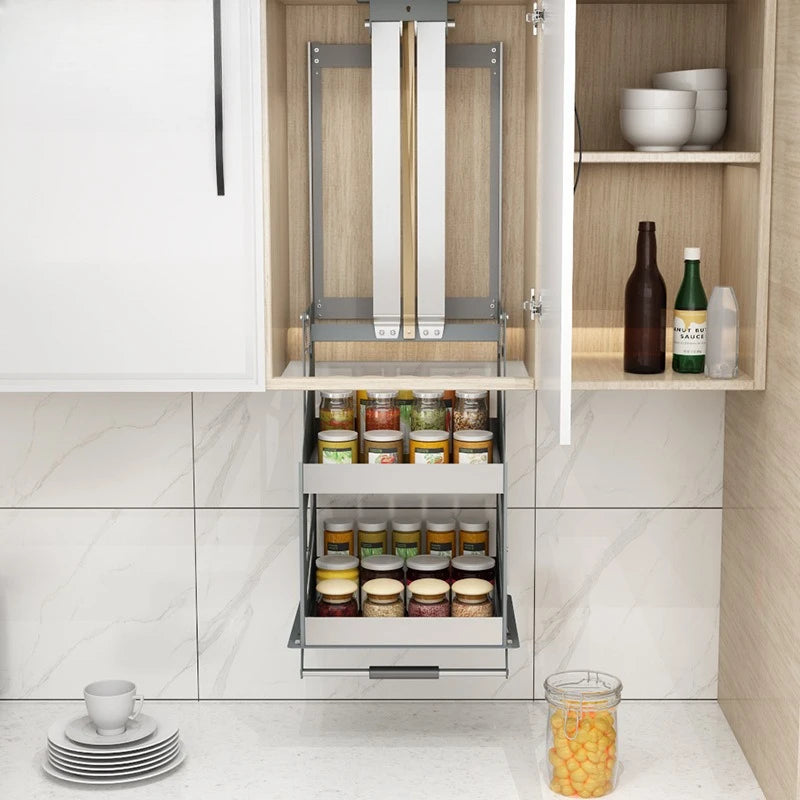 Pull-Down Wall Cabinet Lifting Storage Rack | Kitchen Shelf Cabinet Storage Rack Axl