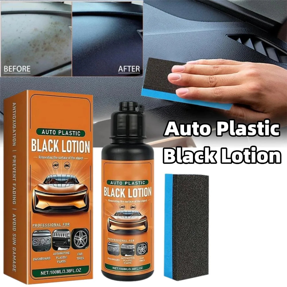 Car Black Plastic Restorer 100ml with Sponge | Dashboard & Bumper Plastic Trim Restorer Axl