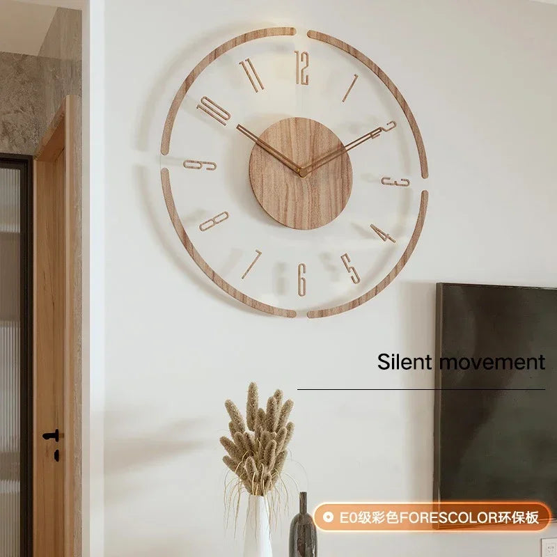 Acrylic & Wood Silent Wall Clock – Modern Living Room Decor Silent Wall Clock Axl