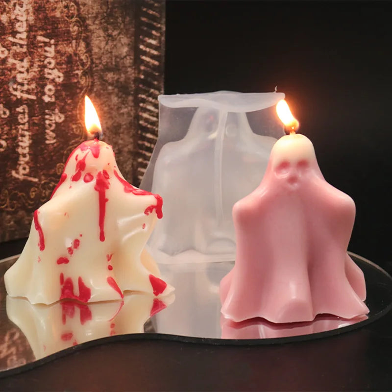 Halloween Ghost Silicone Candle Mold – DIY Cloak Ghost Design Silicone Candle Mold Axl