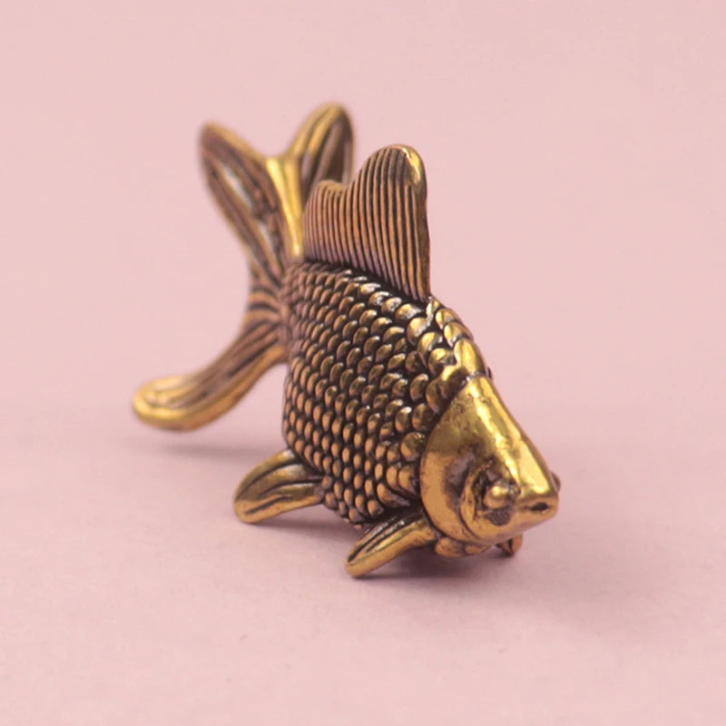 Retro Brass Goldfish Figurine – Lucky Animal Statue Home Decor Brass Figurine Axl