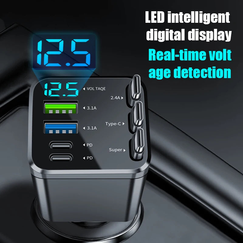 7-in-1 Retractable Car Charger USB-C Fast Charge 35W Car Charger Adapter Axl