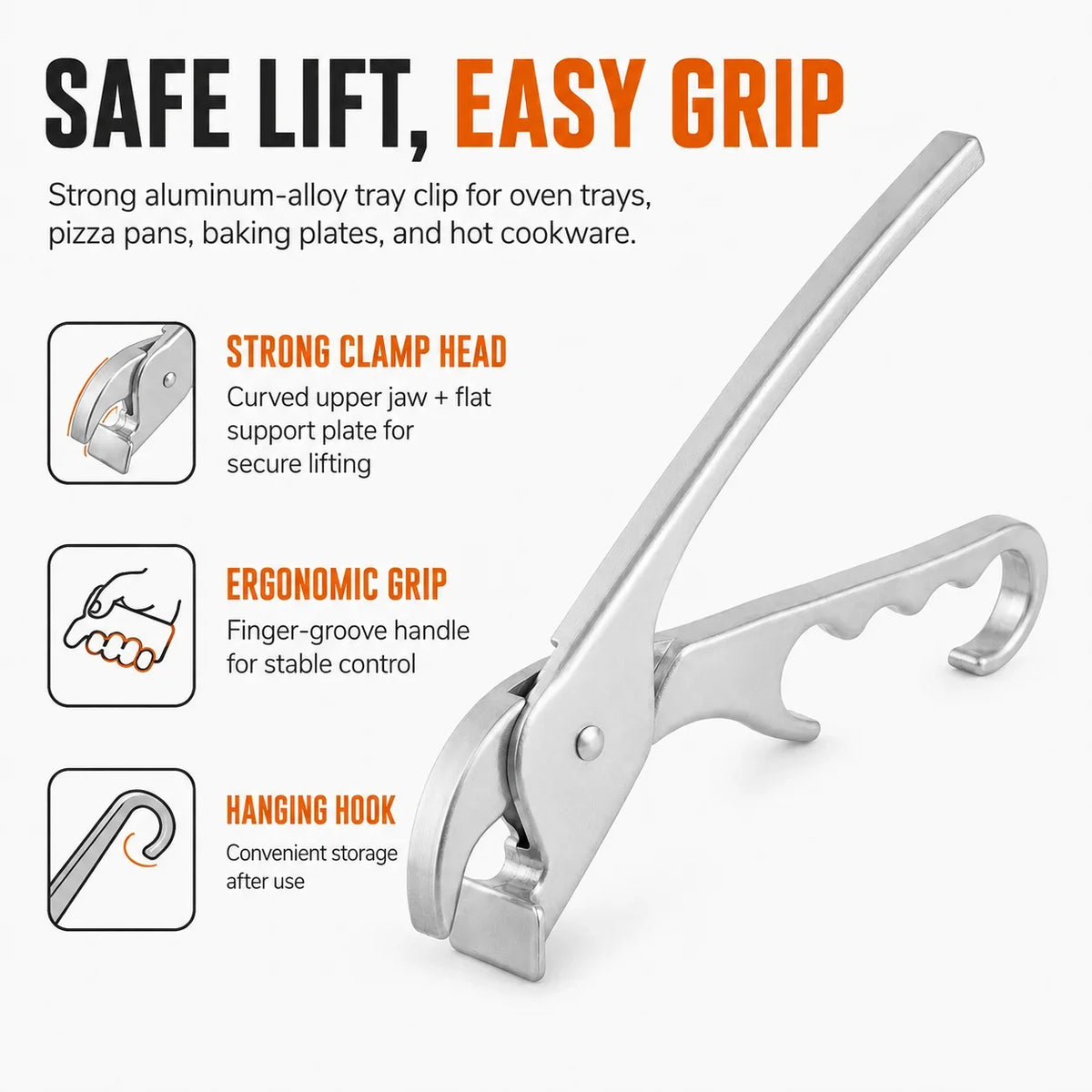 Aluminum Alloy Pizza Pan Gripper Tongs & Bottle Opener Kitchen Pan Gripper Axl