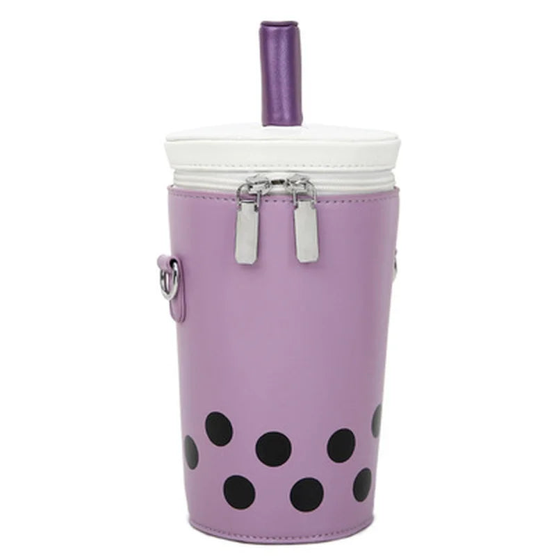 Cartoon Milk Tea PU Bucket Crossbody Bag for Women Crossbody Bucket Bag Axl