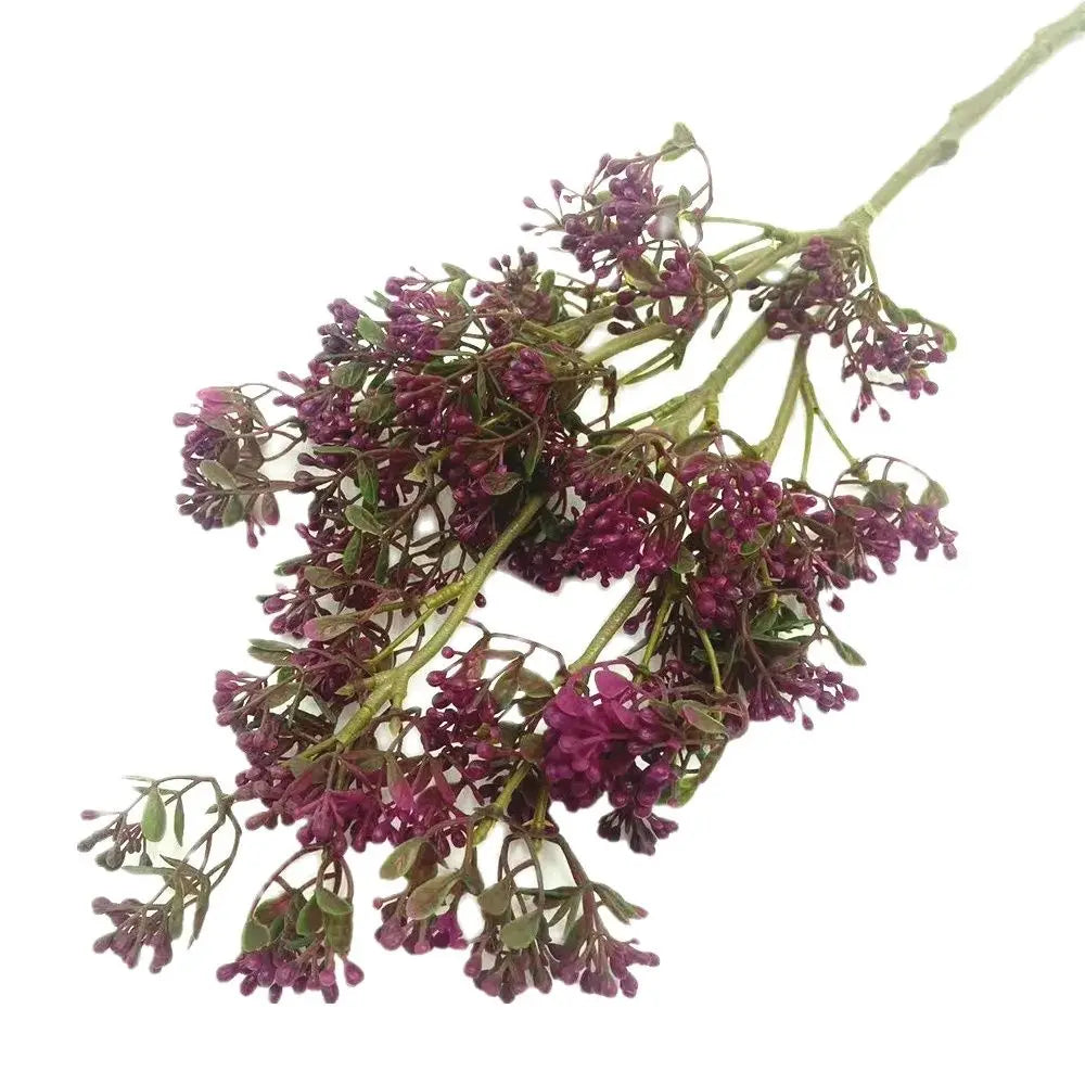 Faux Milan Berry Branch Stem – 3 Forks Artificial Flower Artificial Floral Stem Axl PURPLE