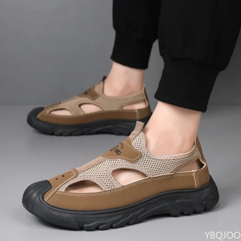 Men's Breathable Mesh Slip-On Sandals | Non-Slip Thick Sole Men's Sandals Axl