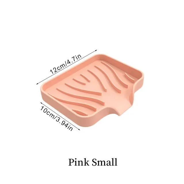 Silicone Soap Dish with Drain | Anti-Slip Sink Tray Soap Dish Tray Axl Pink Small-1