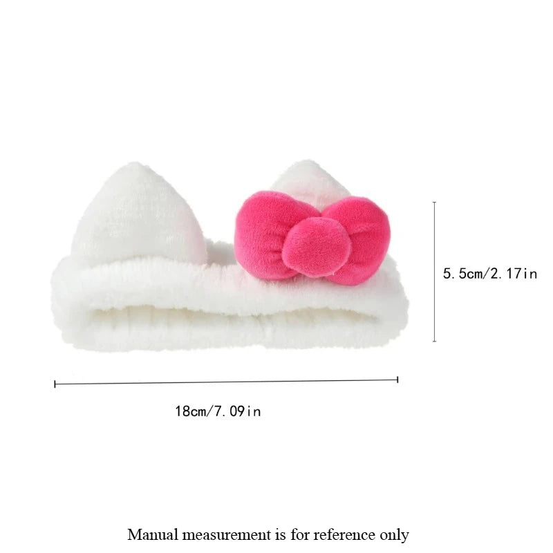 White Pink Plush Cat Ear Headband & Scrunchies Hair Set Hair Accessories Set Axl
