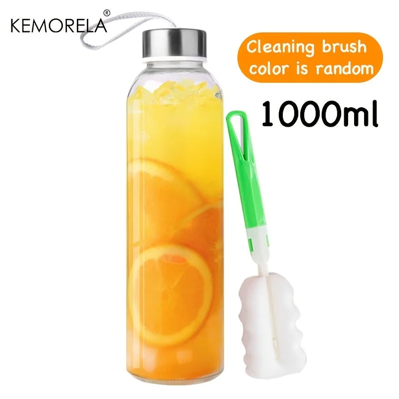 KEMORELA Glass Water Bottle with Strap 500/750/1000ml Glass Water Bottle Axl 1000ML 500-1000ML