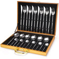 24-Piece Stainless Steel Flatware Set with Gift Box – Serves 6 Flatware Set Axl Silver
