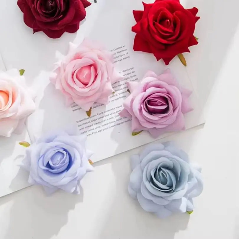 Silk Artificial Rose Flower Heads 5/10 PCS – Wedding & Home Decor Artificial Silk Flowers Axl