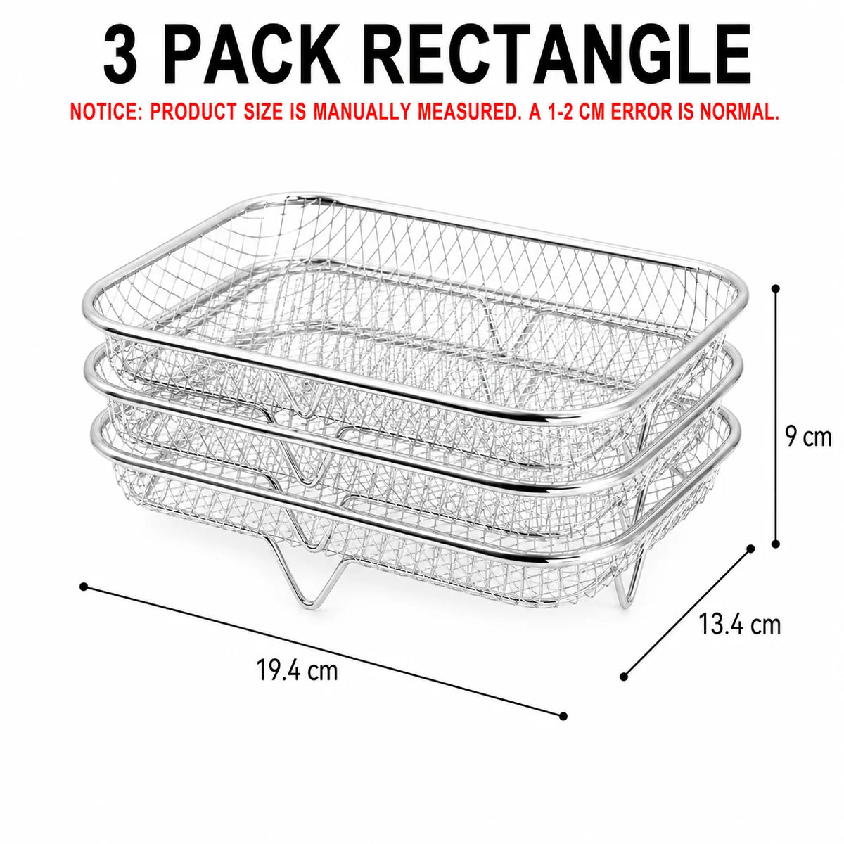 3-Tier Stackable Air Fryer Rack – Stainless Steel Dehydrator Set Air Fryer Rack Axl 3 Pack Rectangle
