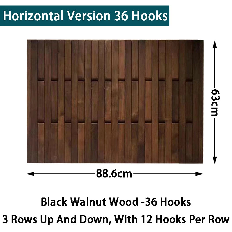 Solid Wood Wall-Mounted Coat Rack – Piano Key Hook Design Wall-Mounted Coat Rack Axl Walnut 63X88.6CM