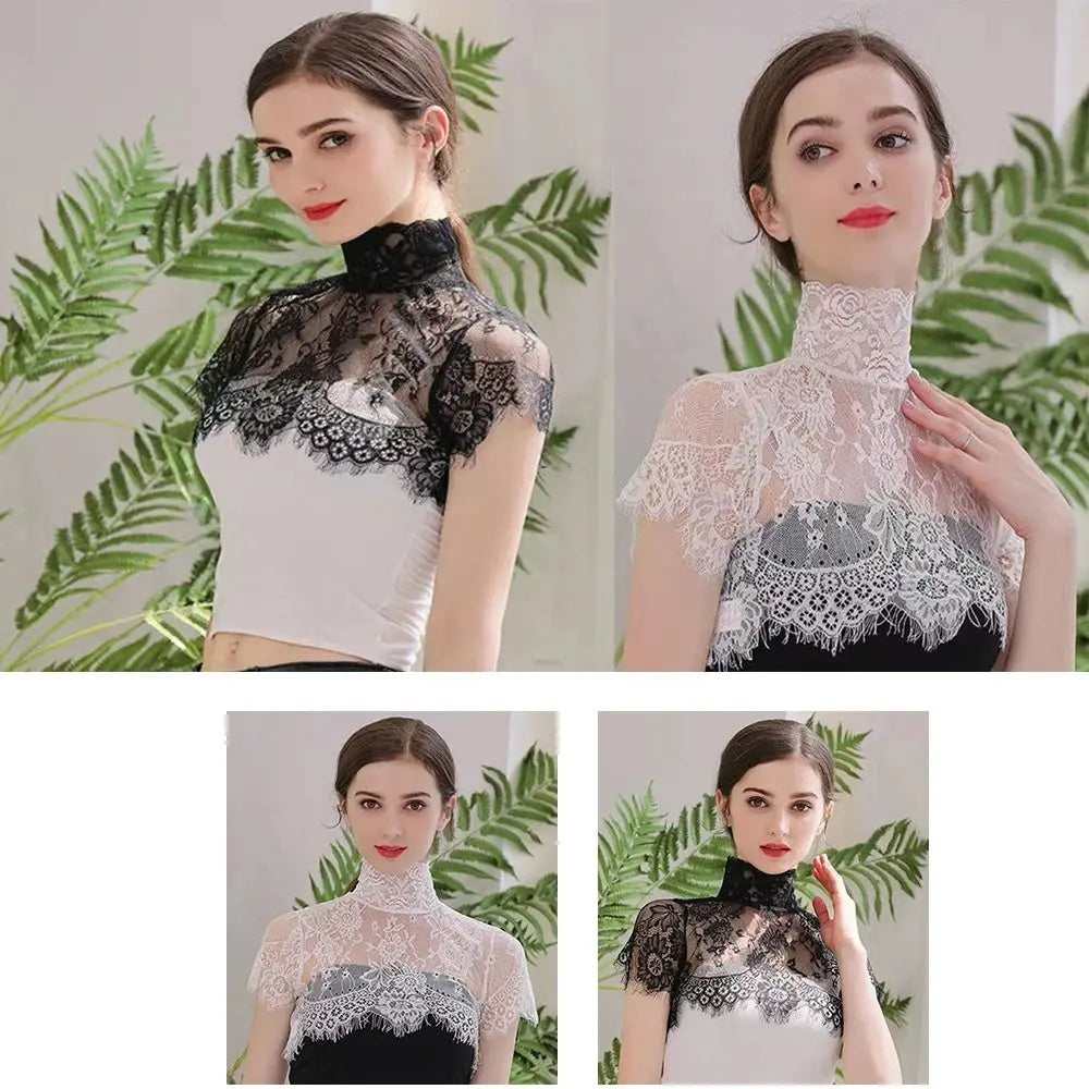 Women's Lace Detachable Fake Collar – Embroidered Lapel Scarf Detachable False Collar Axl