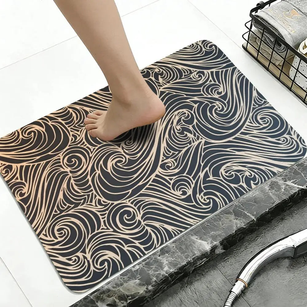 Japanese Seigaiha Diatomite Bath Mat – Quick Dry & Non-Slip Diatomite Bath Mat Axl