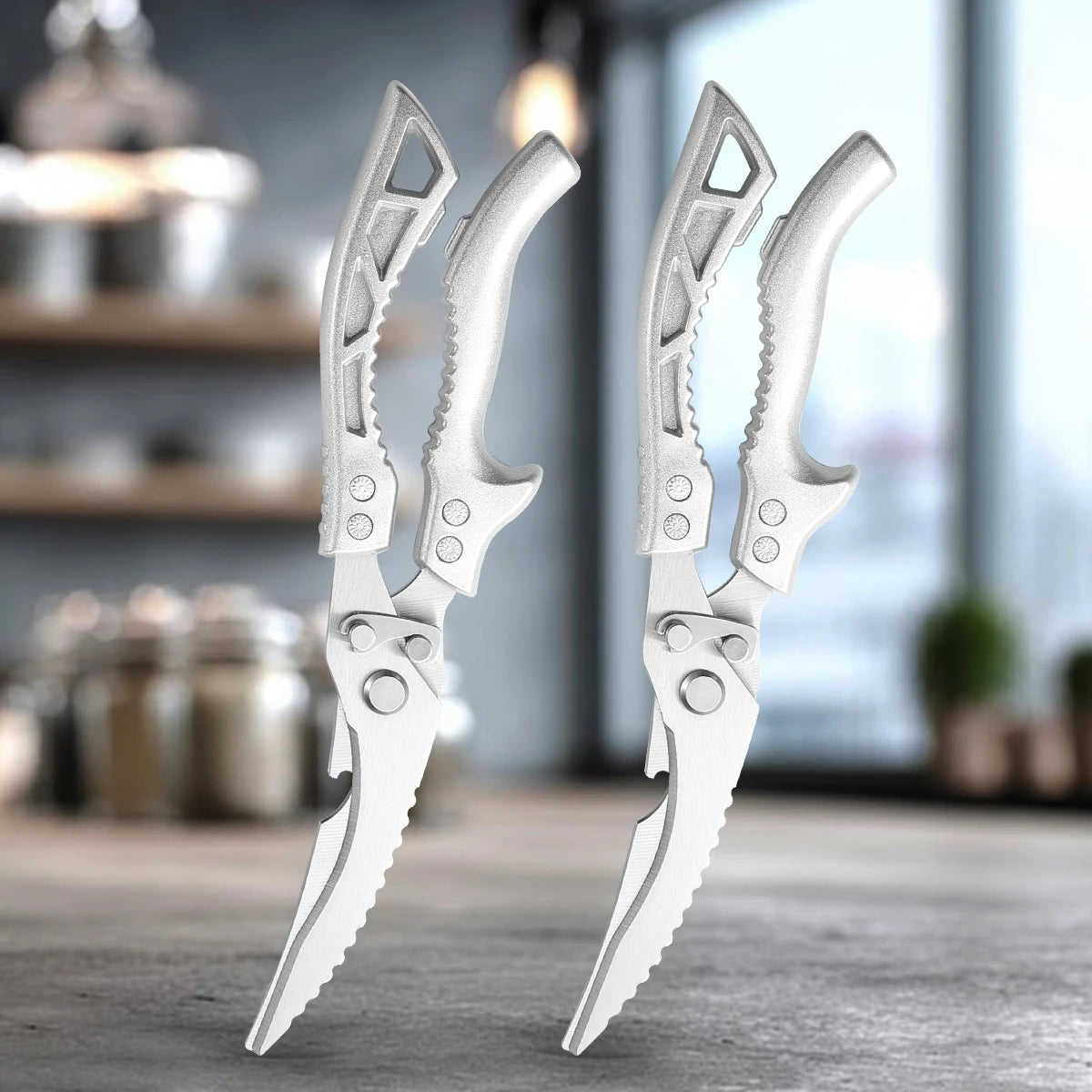 SHENJIU Kitchen Shears – Stainless Steel Poultry Bone Scissors Kitchen Shears Axl 2pcs A