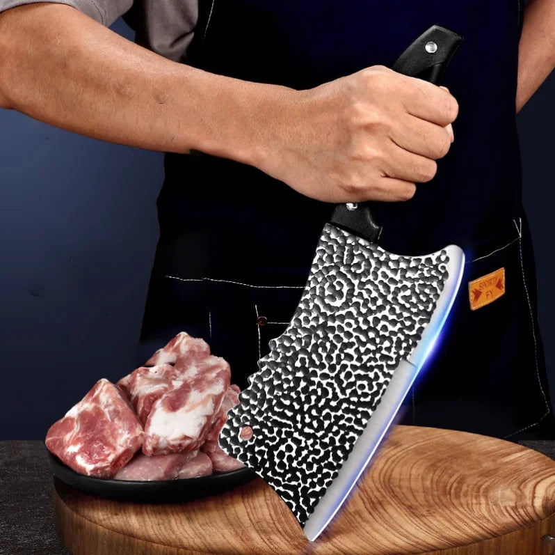 PLYS Meat Cleaver – Heavy Duty Stainless Steel Butcher Knife Meat Cleaver Knife Axl 1pcs C