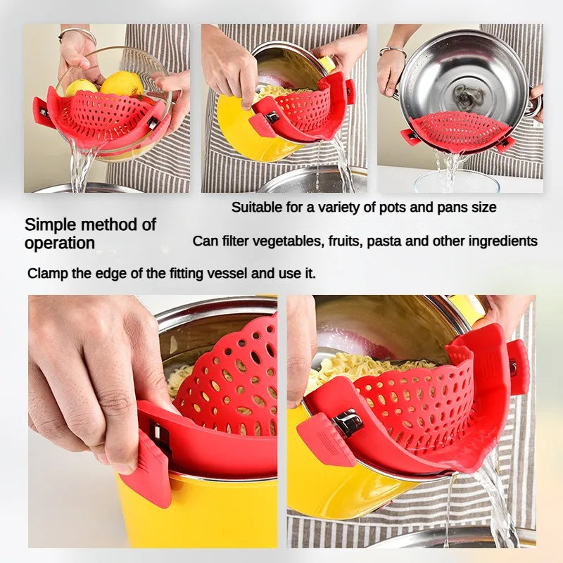 Clip-On Silicone Pot Strainer & Anti-Spill Water Drainer Pot Strainer Axl