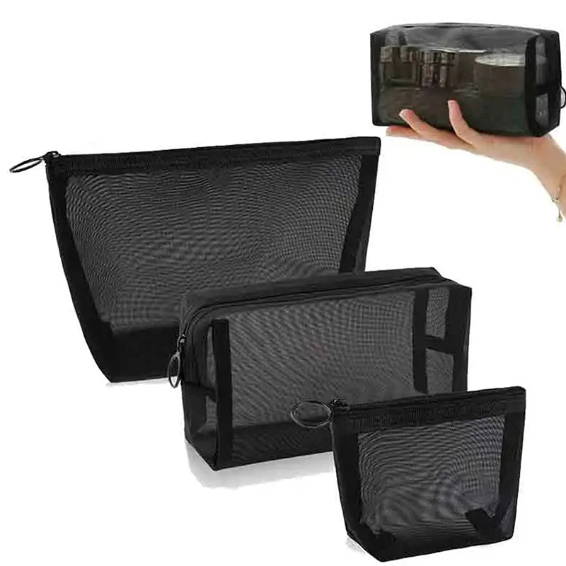 Mesh Clear Cosmetic Bag – Travel Makeup & Toiletry Organizer Cosmetic Organizer Bag Axl