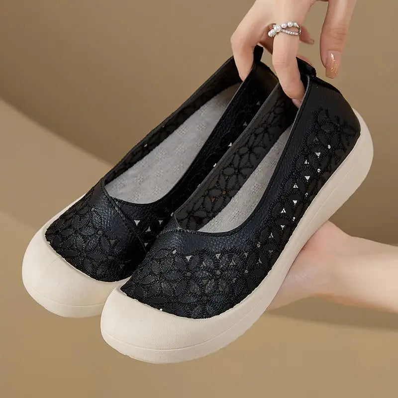 Women's Embroidery Floral Flat Sandals – Breathable Summer Shoes Women's Flat Sandals Axl