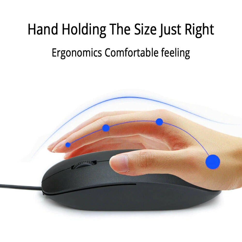 Wired USB Optical Mouse – Scroll Wheel, Ergonomic, PC & Laptop Wired USB Mouse Axl