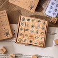 25-Piece Butterfly Flower Wood Rubber Stamp Set | DIY Craft Craft Stamp Set Axl Plant