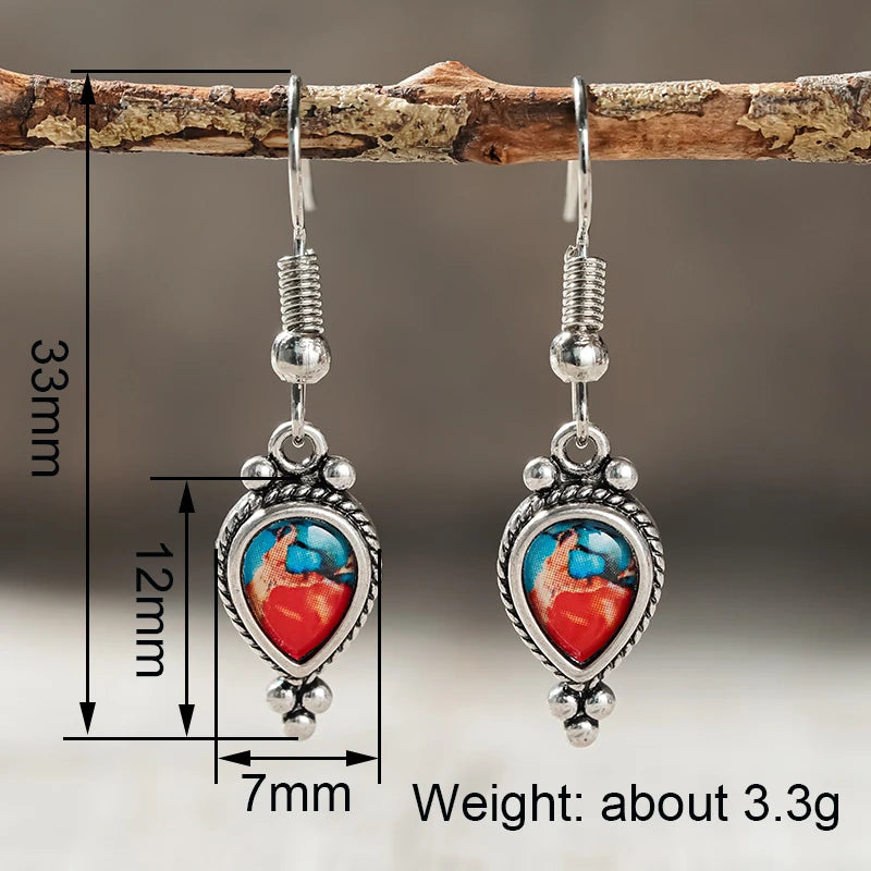 Huitan Boho Drop Earrings – Imitation Turquoise Women's Jewelry Drop Earrings Axl