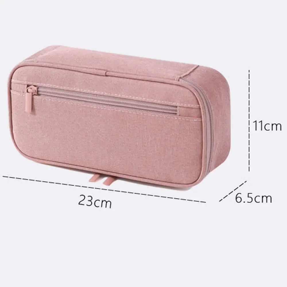Large Capacity 2-Layer Zipper Pencil Case – Washable Pen Bag Pencil Case Axl
