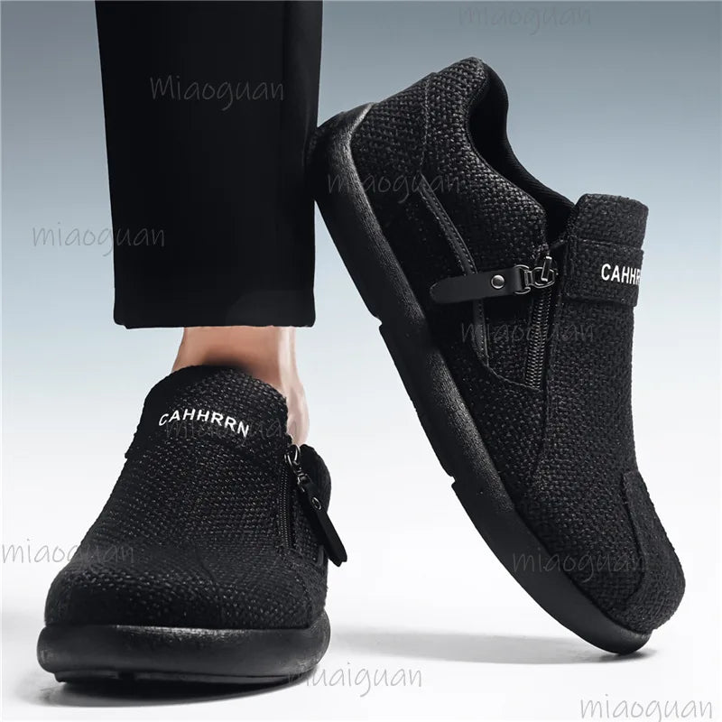 Men's Canvas Ankle Zip Sneakers – Lightweight Anti-Slip Boots Canvas Ankle Sneakers Axl