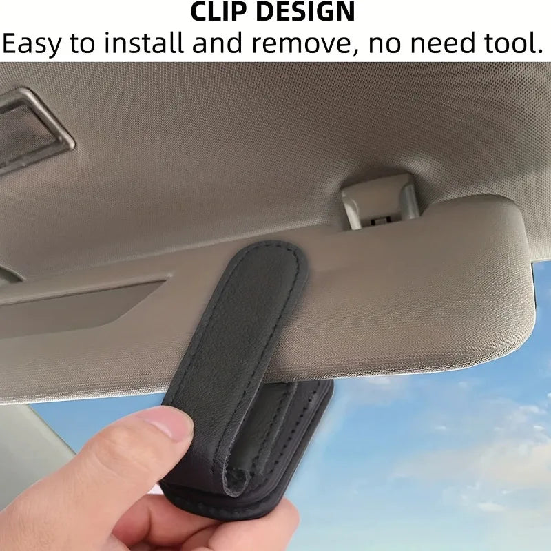 Magnetic PU Leather Car Visor Glasses Holder Clip Car Visor Organizer Axl