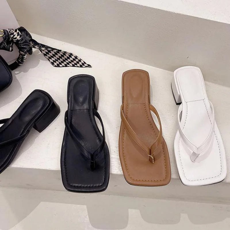 Women's Square High Heel Slides – Open Toe Summer Mules High Heel Slides Axl