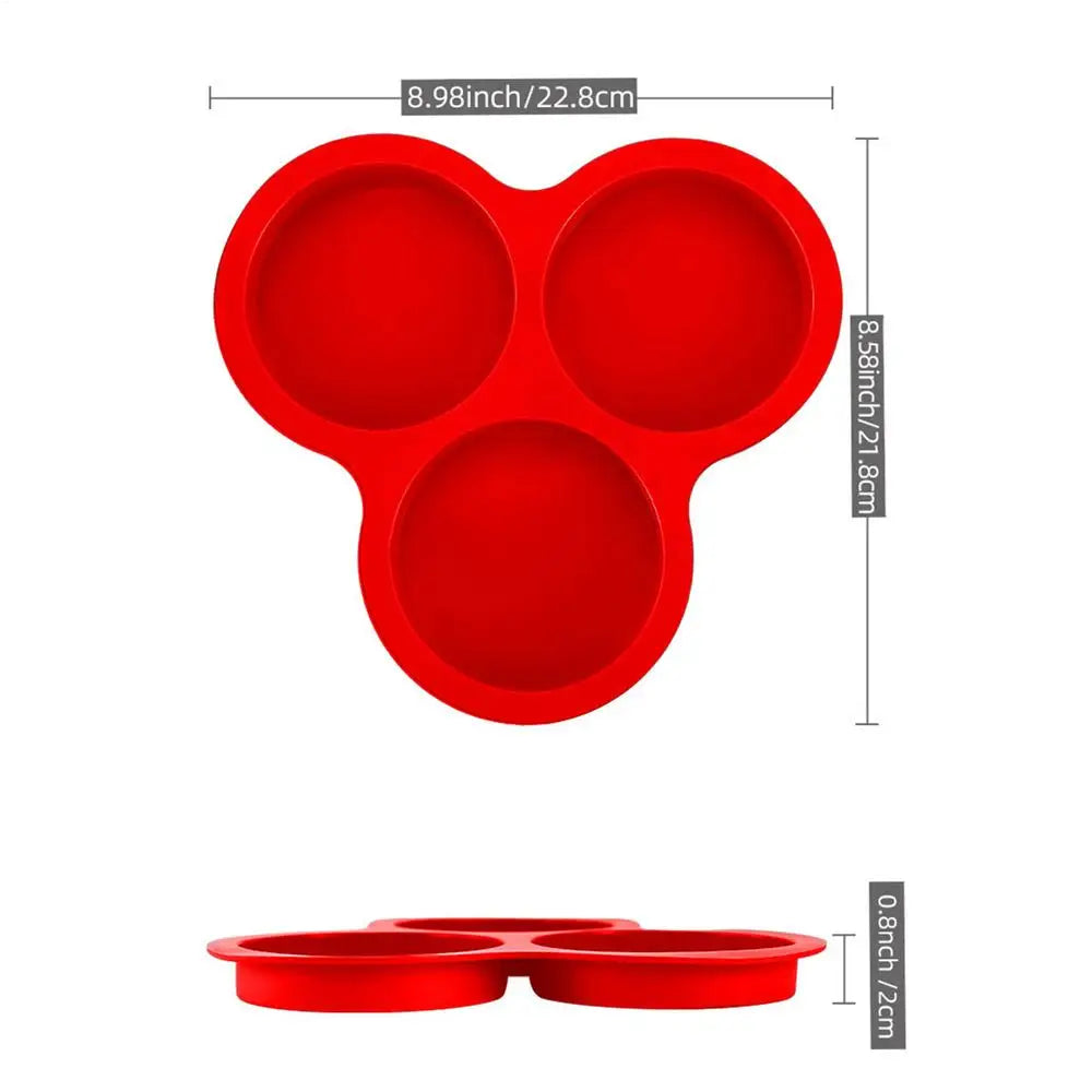 Silicone Egg Mold for Air Fryer – Non-Stick 3-Cavity Baking Tray Silicone Baking Mold Axl Red