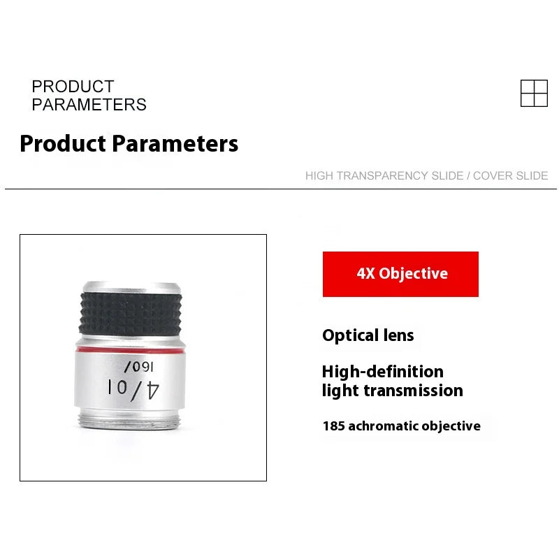 Achromatic Microscope Objective Lens 4X 10X 40X 100X Oil Set Microscope Objective Lens Axl 4X