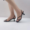 Women's Square Toe Low Heel Sandals – 5CM Party Pumps Low Heel Sandals Axl Black 39