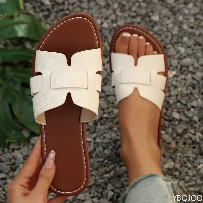 Women's Open Toe Flat Slippers – Casual Summer Sandals Flat Sandal Slippers Axl