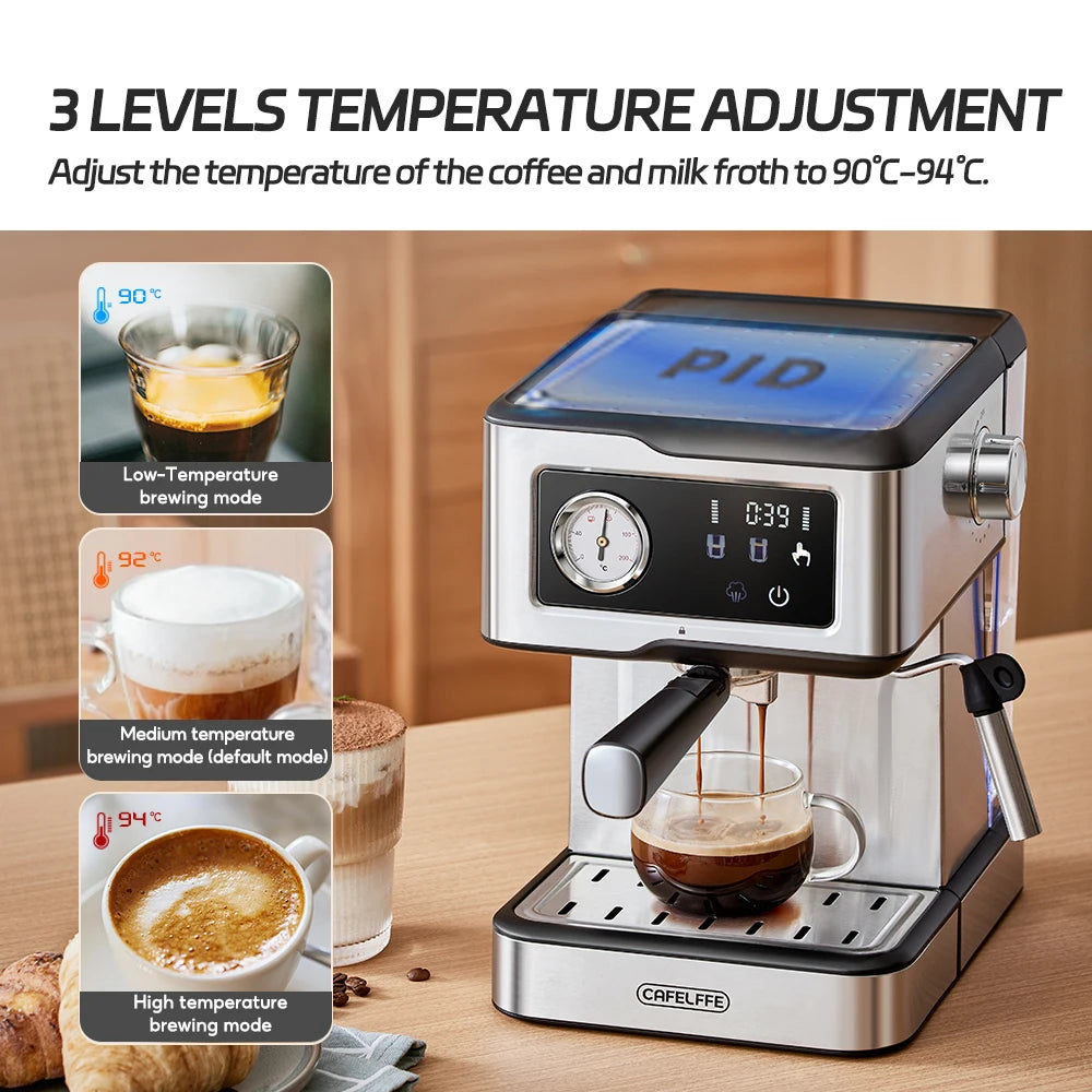 Cafelffe 20Bar Semi-Auto Espresso Machine & Milk Frother Espresso Machine Axl