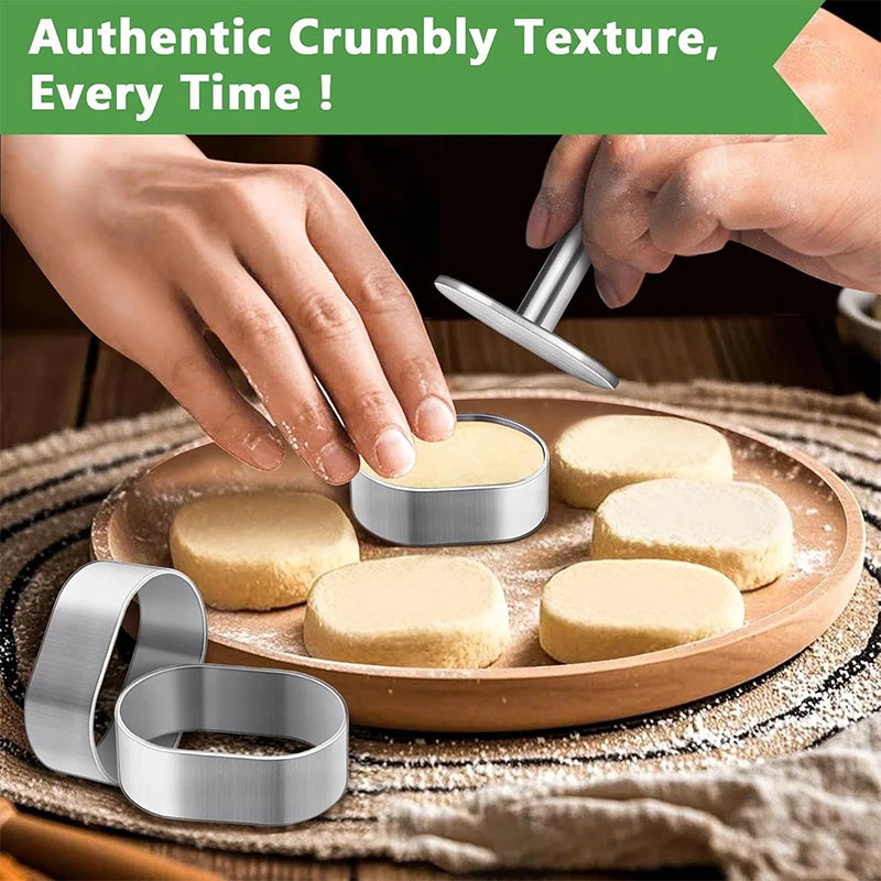 Stainless Steel Polvoron Molder with Pusher | Pastry Ring Mold Pastry Mold Set Axl