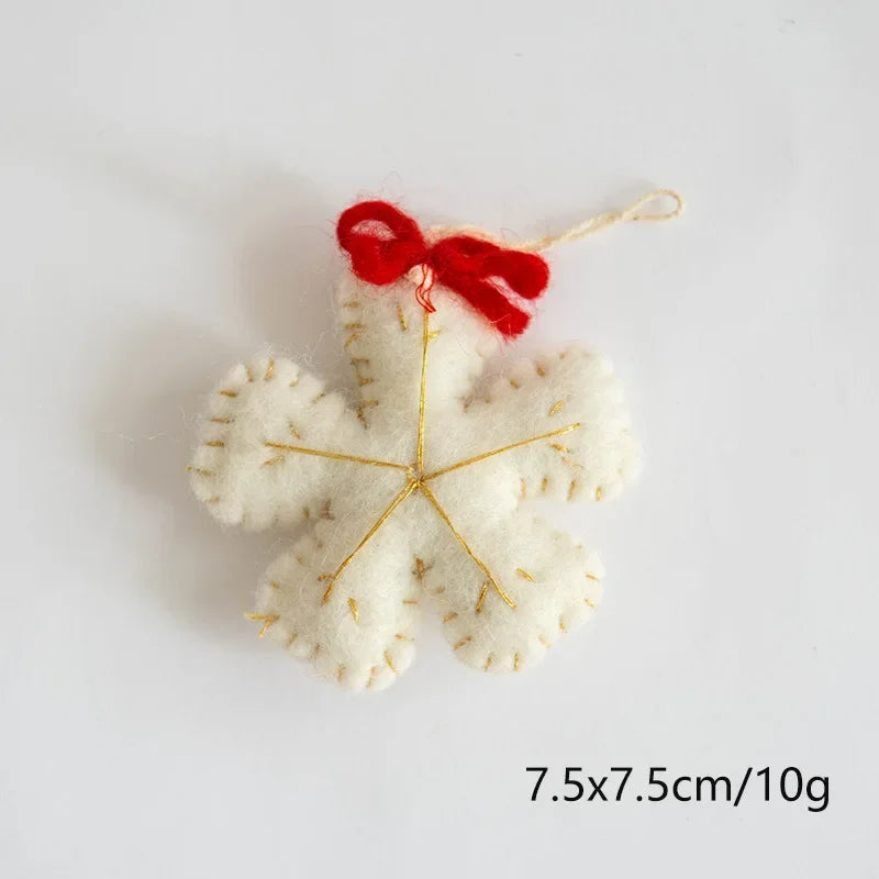 Wool Felt Christmas Ornaments – Snowmen, Tree & Wreath Décor Christmas Ornaments Axl White Snowflake