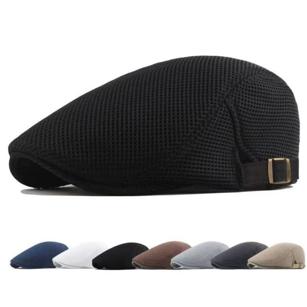 Mesh Beret Flat Cap – Breathable Retro Sun Hat | Unisex Mesh Beret Cap Axl