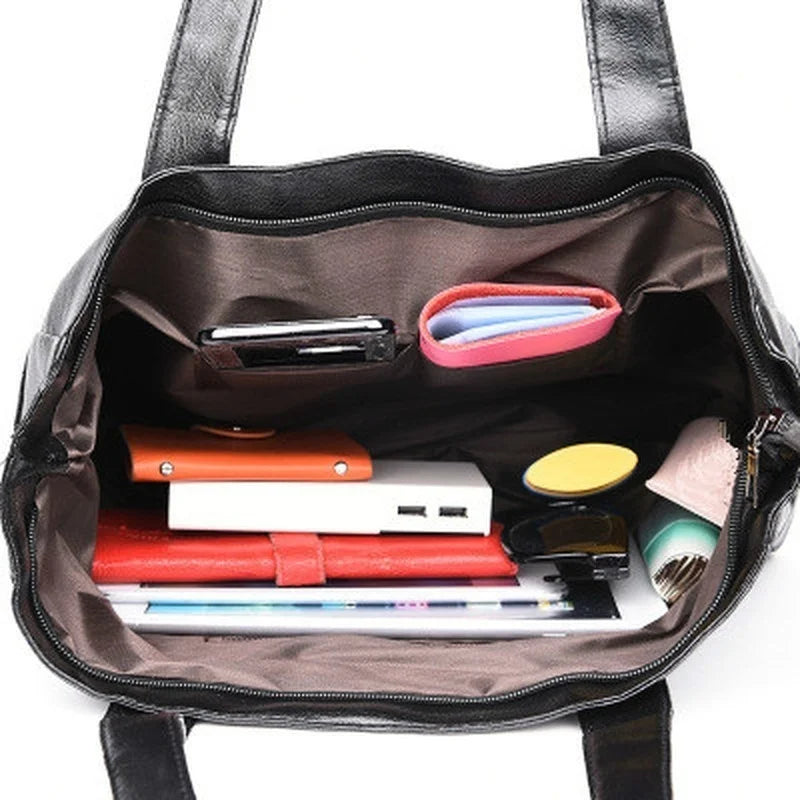 Women's Large Capacity PU Leather Shoulder Handbag | Casual Tote Shoulder Handbag Axl